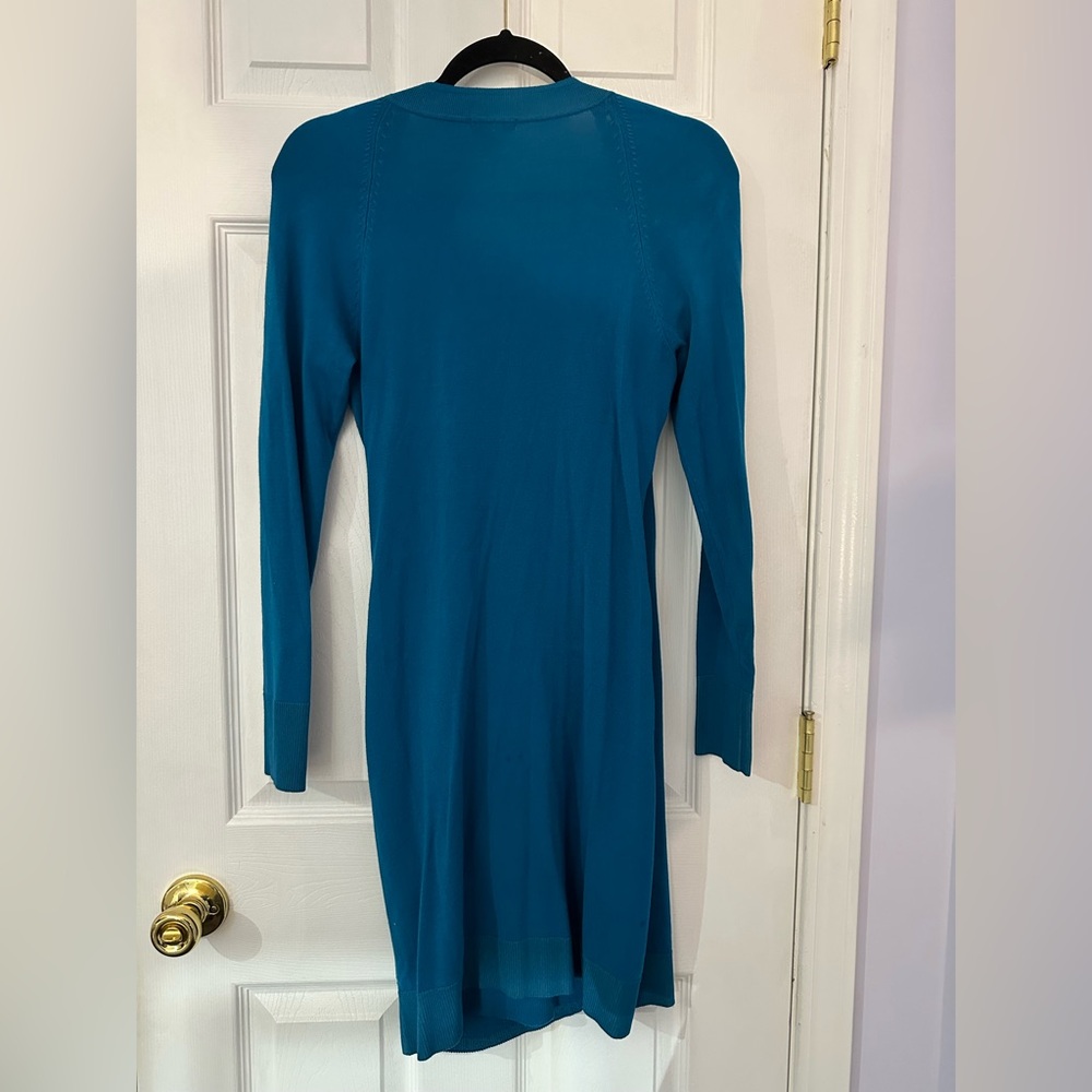 Cache Teal Long Sleeve Dress with Button Accents (M) - Picture 13 of 16